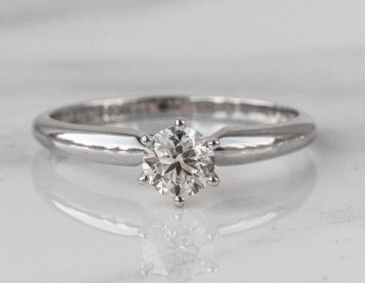 1/2ct. Round Cut Solitaire Diamond Engagement Ring in 14K White Gold