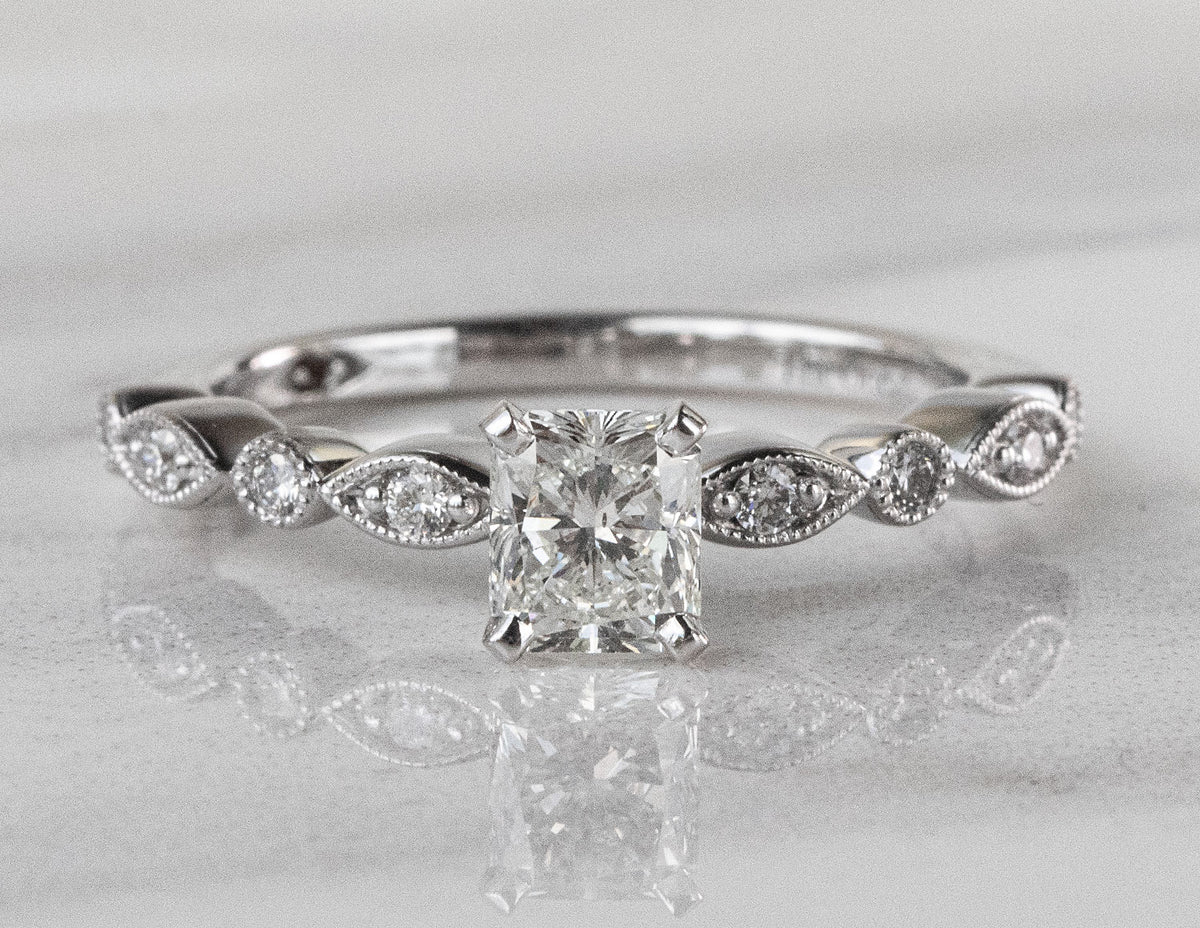 7/8ct. t.w. Radiant Cut Diamond Engagement Ring in 14K White Gold