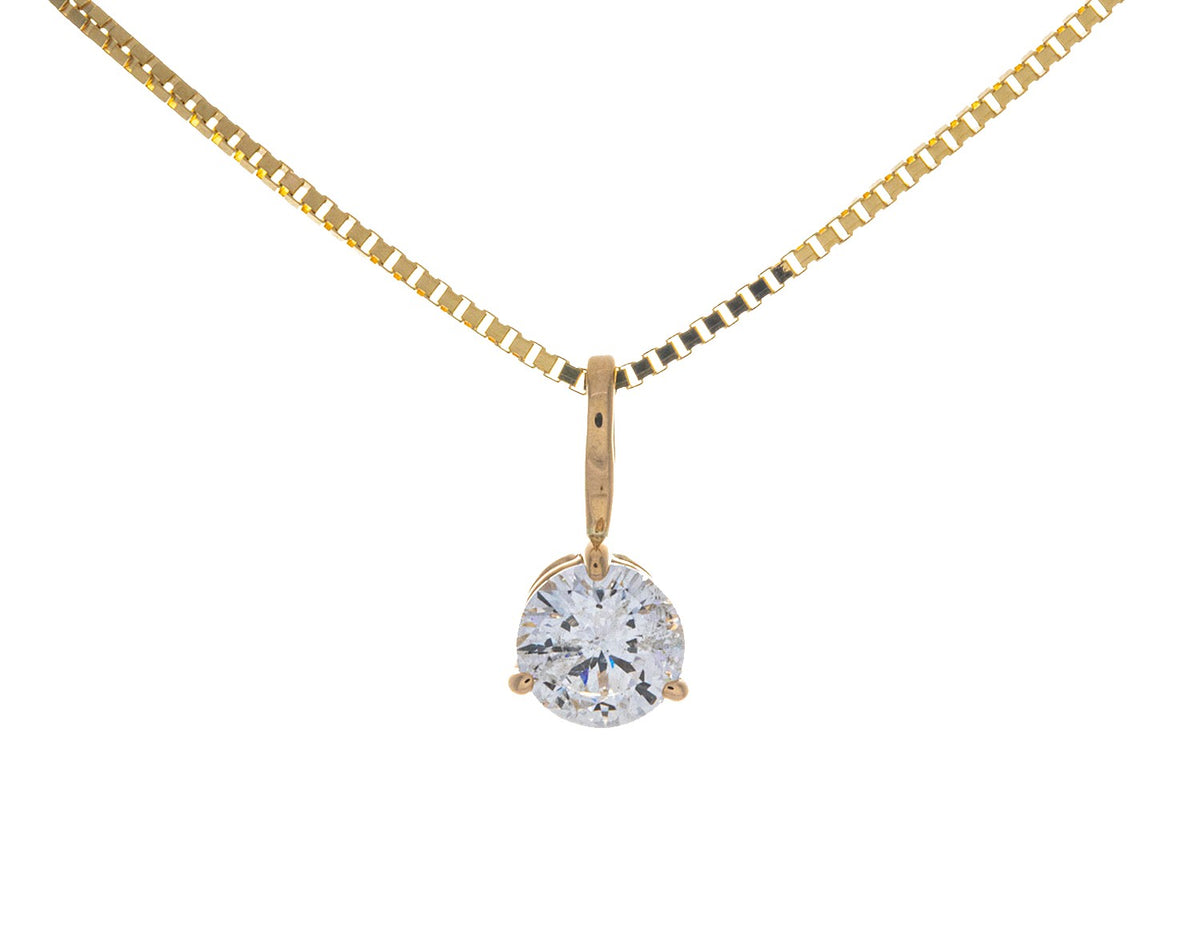1/3ct. Round Cut Kessler 81 Diamond Solitaire Pendant in 14K Yellow Gold