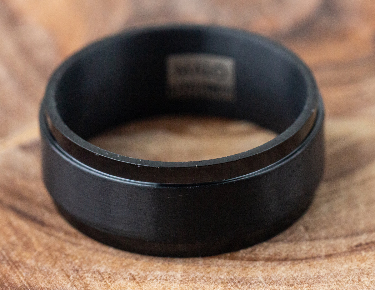 9mm Black Tantalum and Satin Inlay Men's Wedding Ring