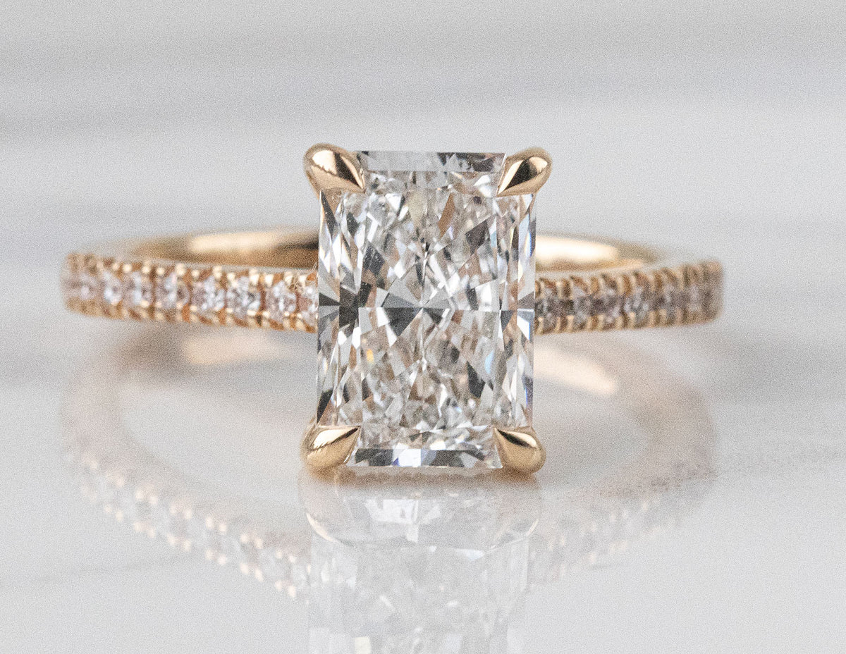2 3/4ct. t.w. Radiant Cut Newborn Lab Created Diamond Engagement Ring in 14K Yellow Gold