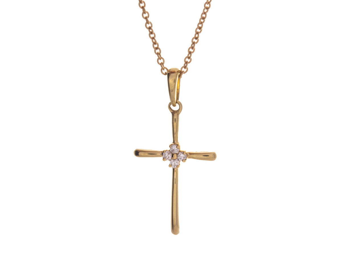 1/4ct. t.w. Diamond Cross Pendant in 10K Yellow Gold