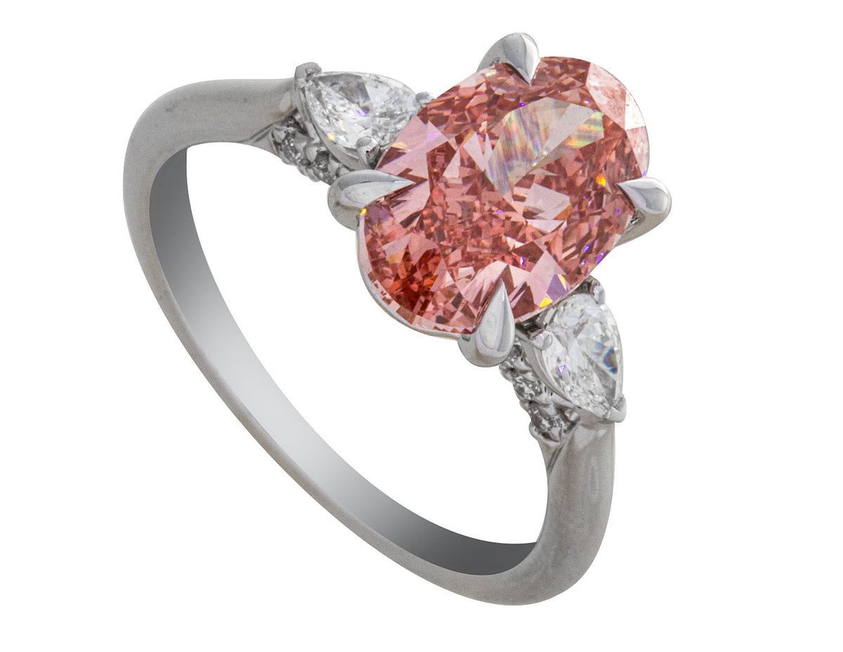 3 1/2ct. t.w. Pink Oval Cut Newborn Lab Created Diamond Engagement Ring in 14K White Gold