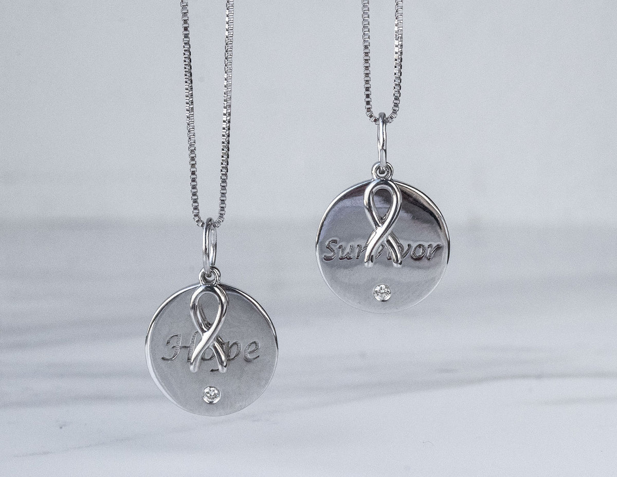 Diamond Survivor Disk Pendant in Sterling Silver