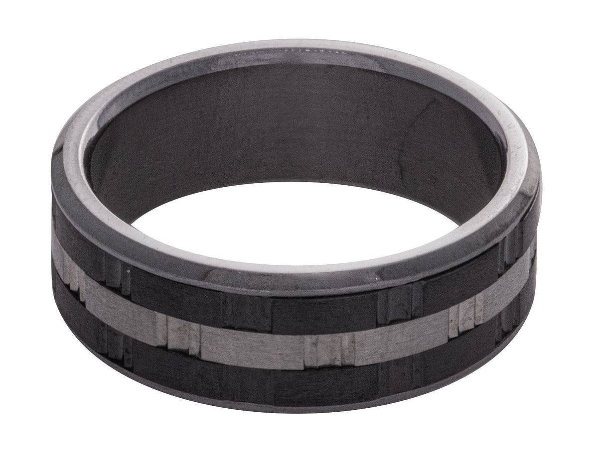 8mm Men's Wedding Band in Grey Tantalum and Black Titanium
