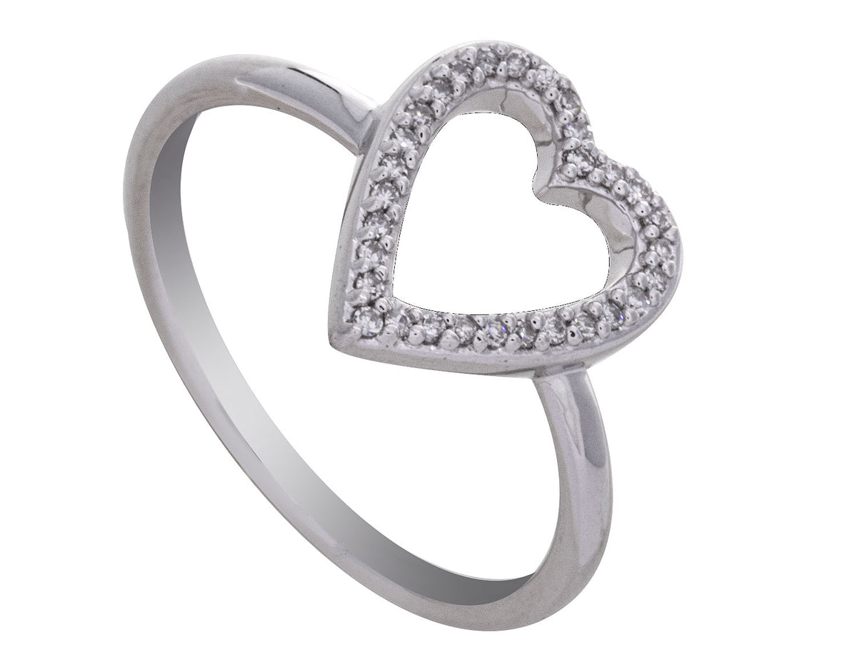 1/10ct. t.w. Diamond Heart Promise Ring in Sterling Silver