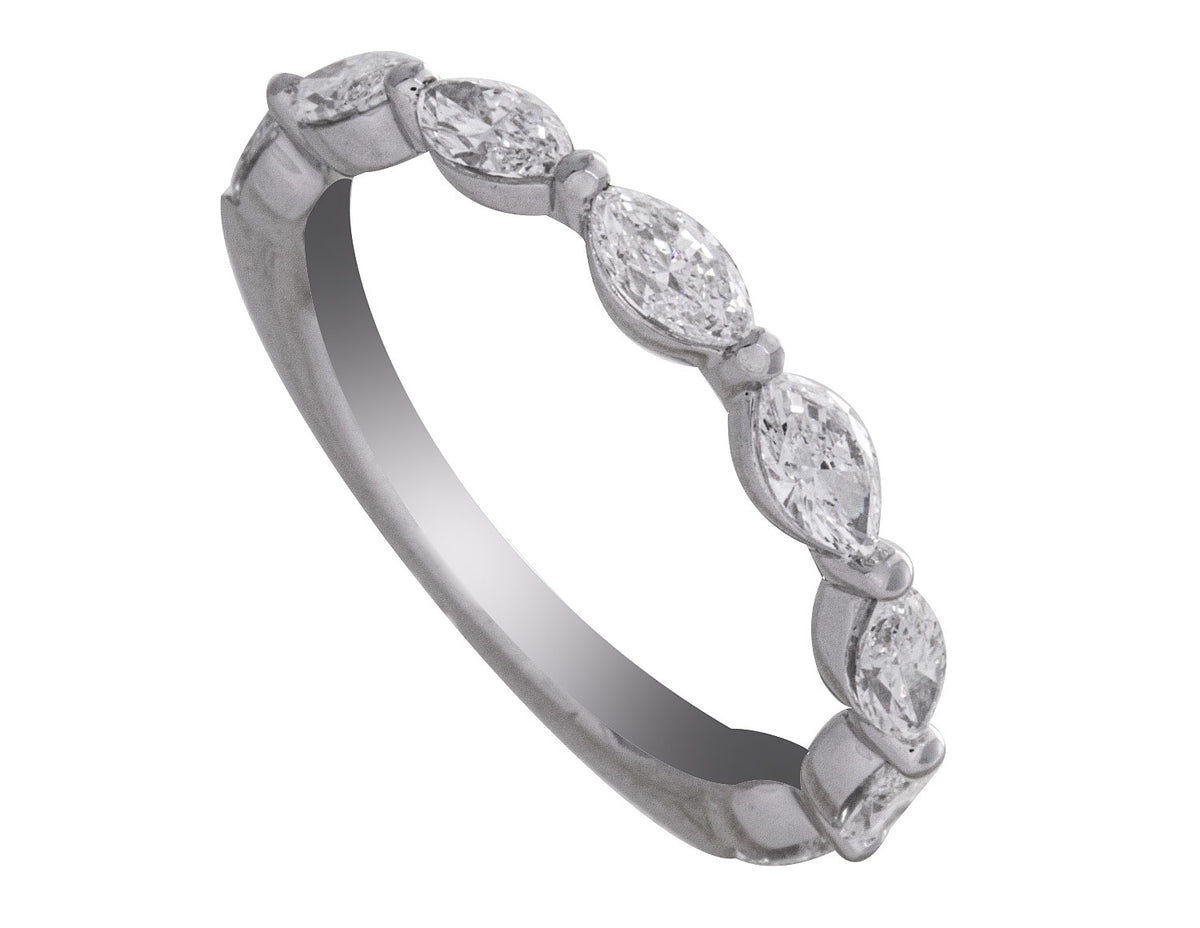 1ct. t.w. Marquise Cut Newborn Lab Created Diamond Anniversary Ring in 14K White Gold