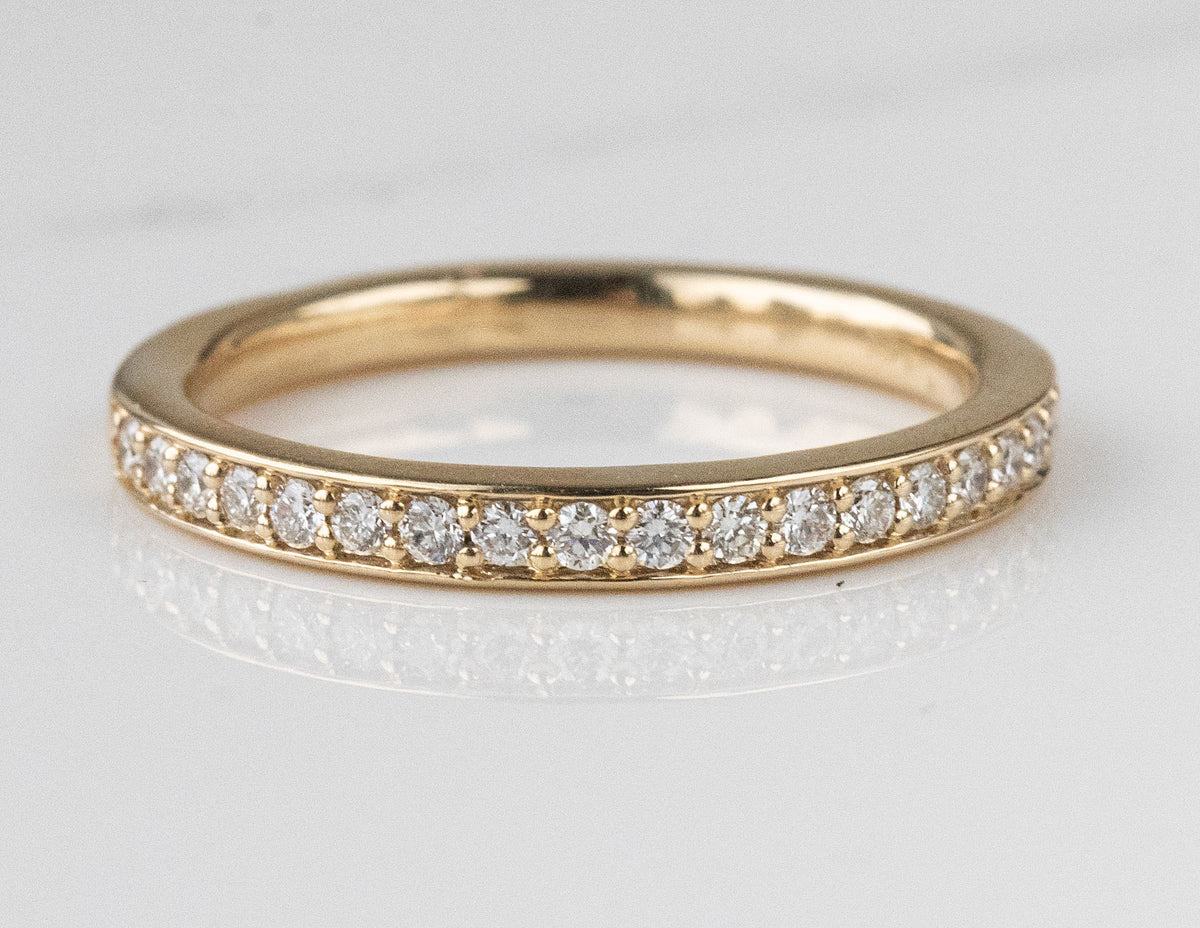 1/4ct. t.w. Diamond Beadset Channel Anniversary Ring in 14K Yellow Gold