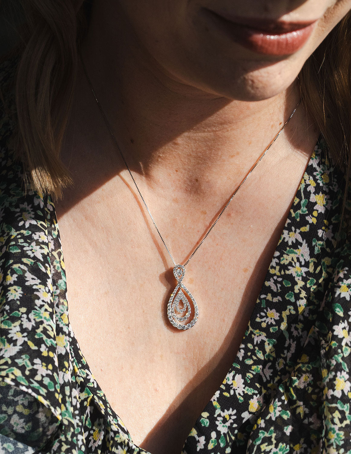 1 5/8ct. t.w. Diamond Drop Pendant in 14K White Gold