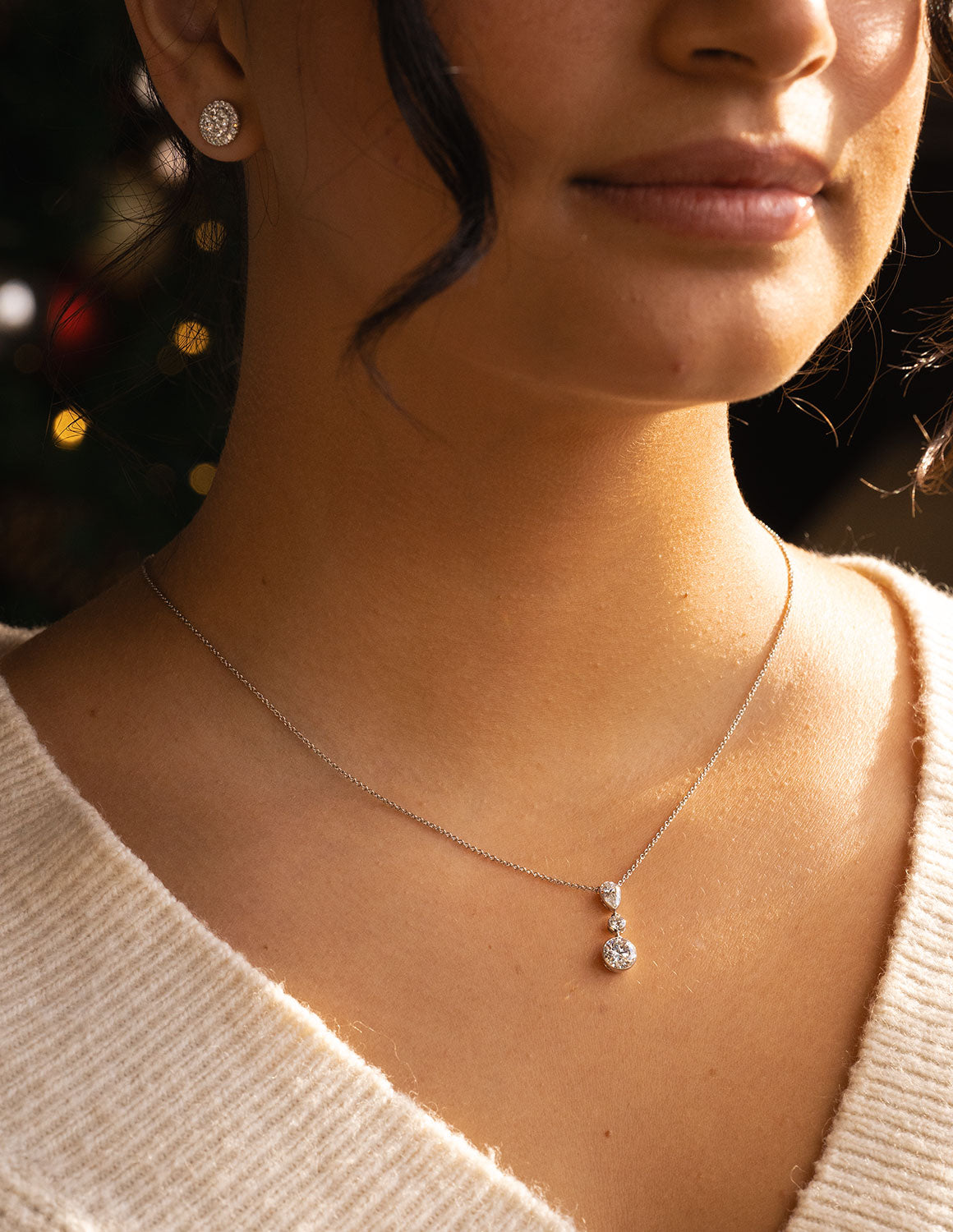 1 1/2ct. t.w. Newborn Lab Created Diamond Skyset Fashion Pendant in 14K White Gold