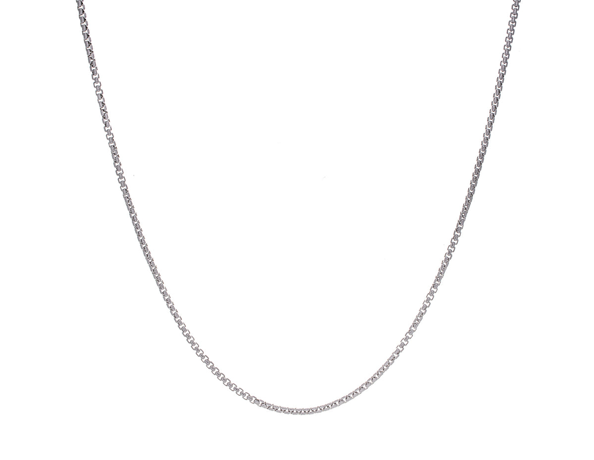 22" Solid Round Box Chain in 14K White Gold
