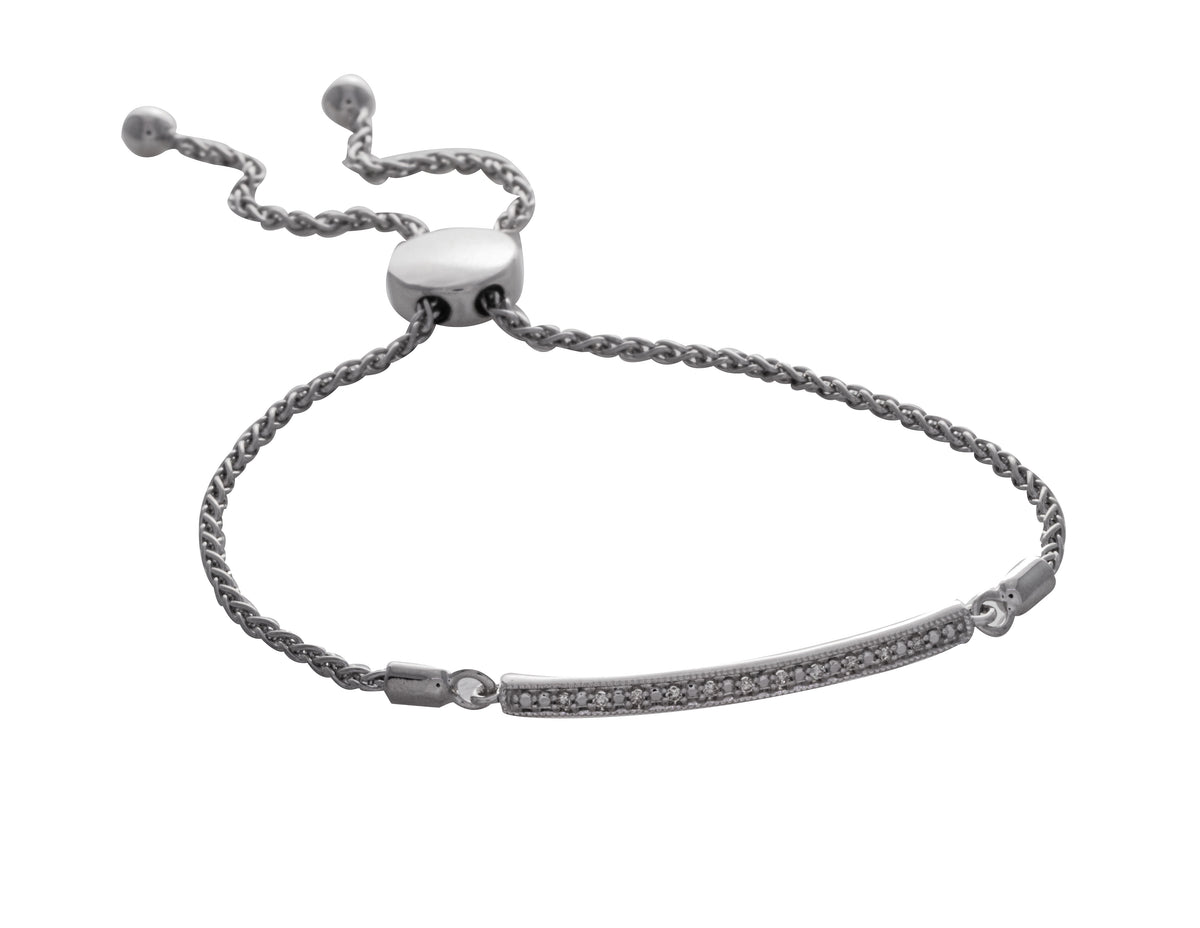.06ct. t.w. Bar Bolo Diamond Bracelet in Sterling Silver