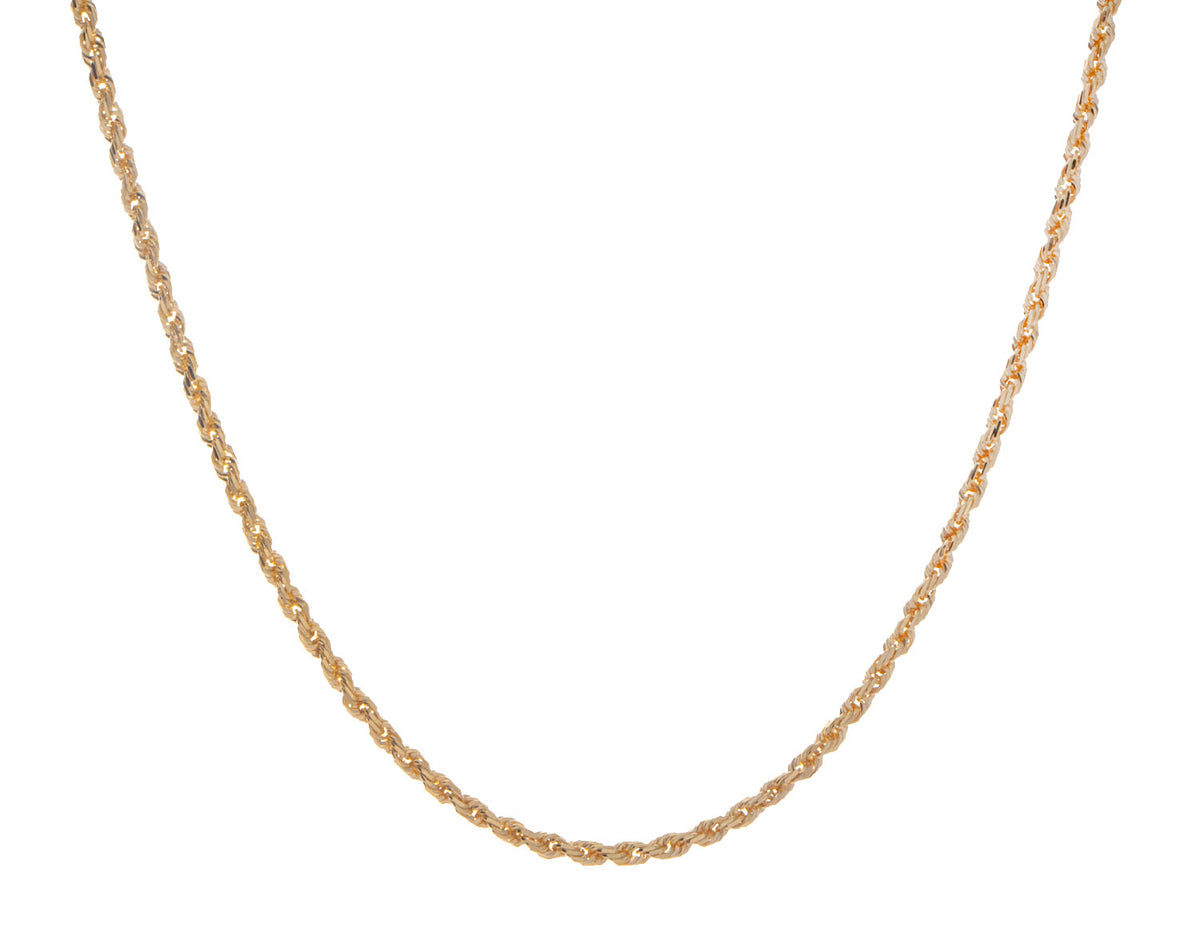 20" Solid Diamond Cut Rope Chain in 10K Yellow Gold