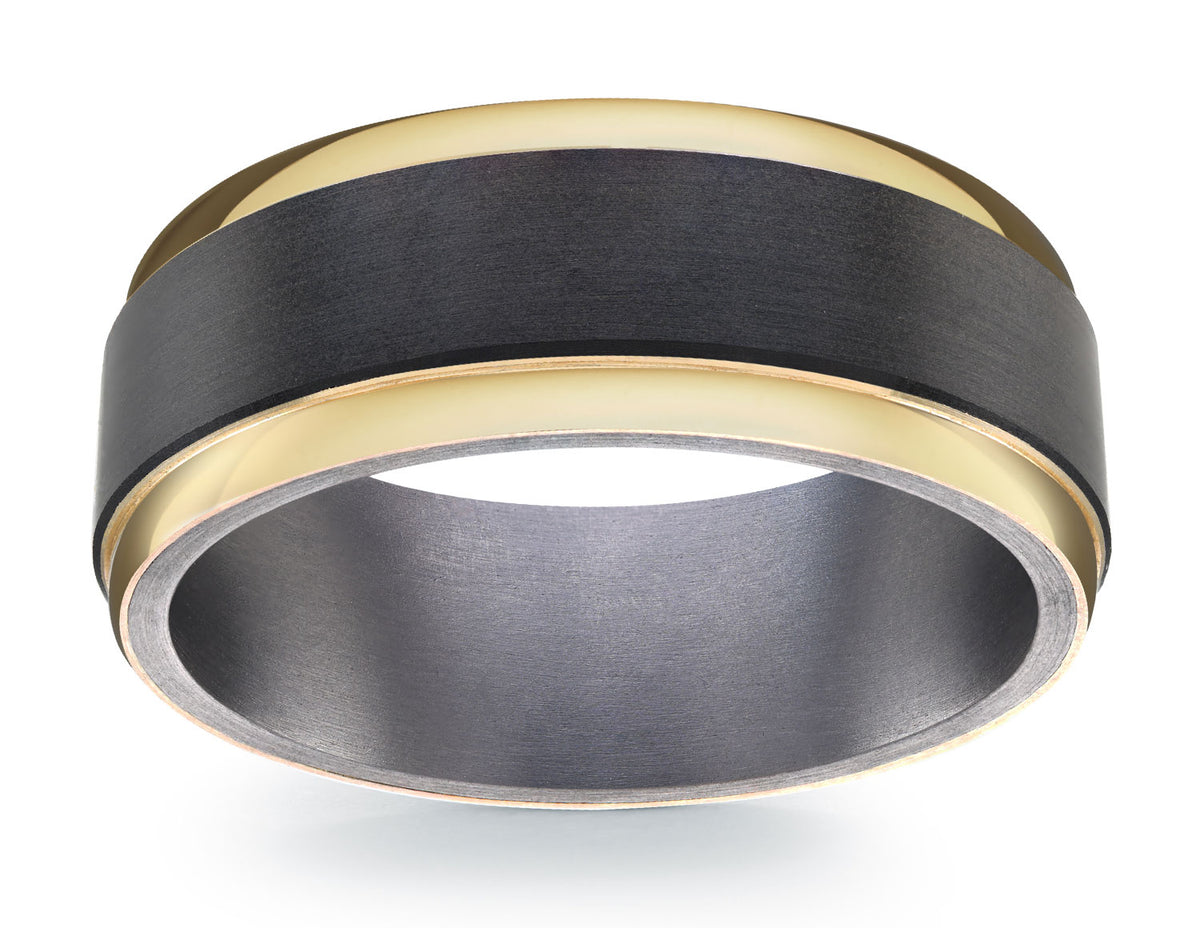 8mm Comfort Fit Wedding Band in 14K Yellow Gold and Tantalum