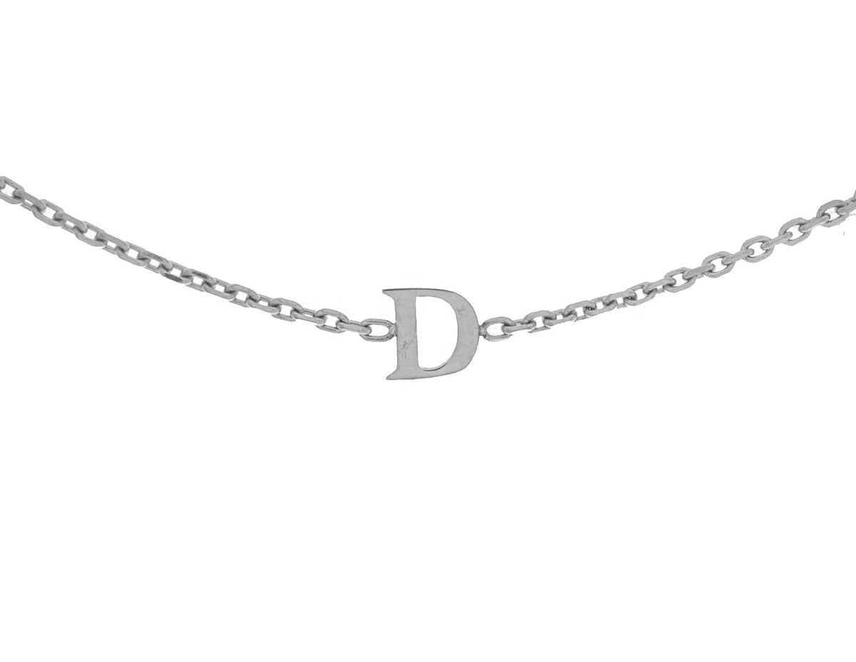 Block Letter D Initial Bracelet in Stainless Steel