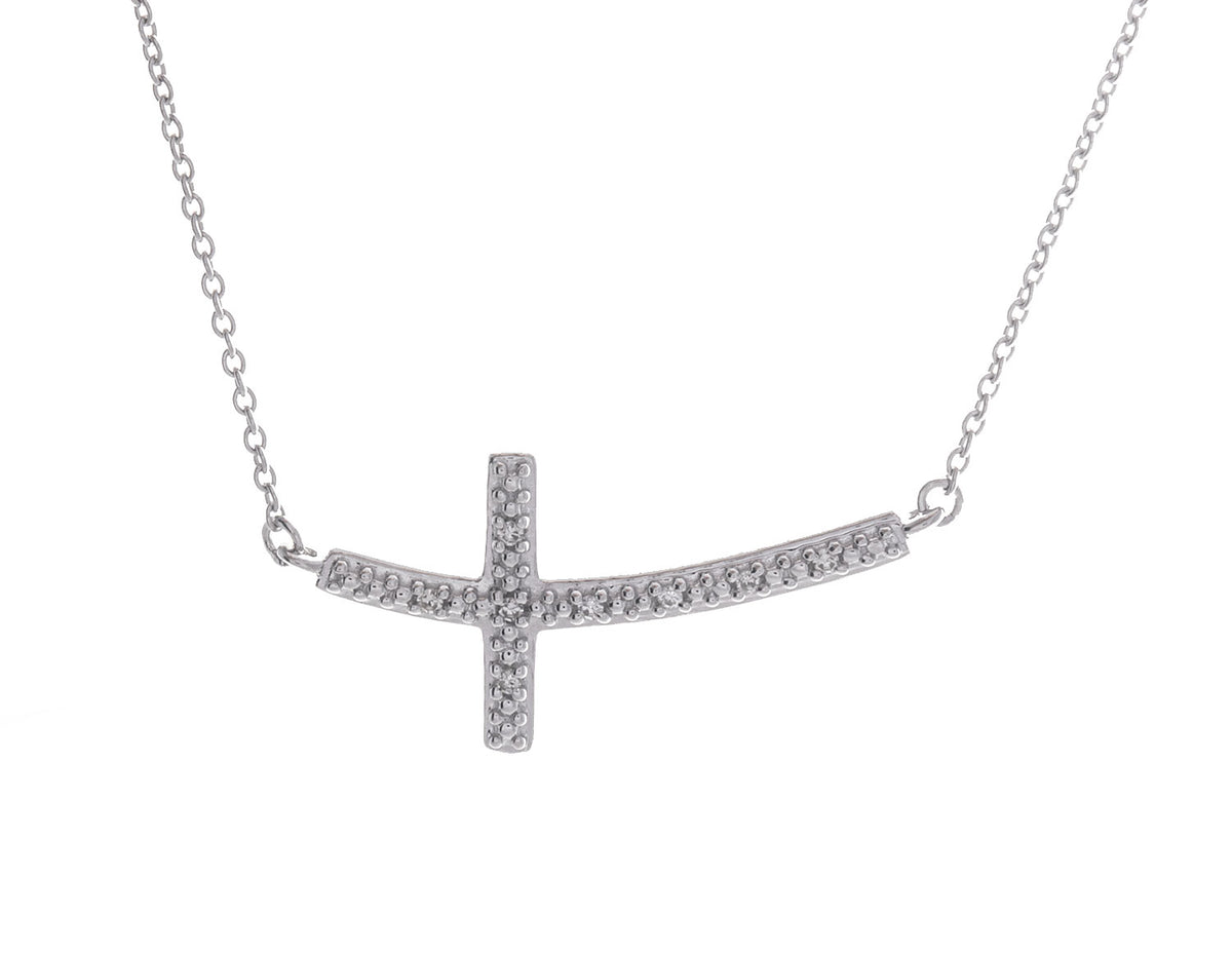 .03ct. t.w. Diamond Sideways Cross in Sterling Silver