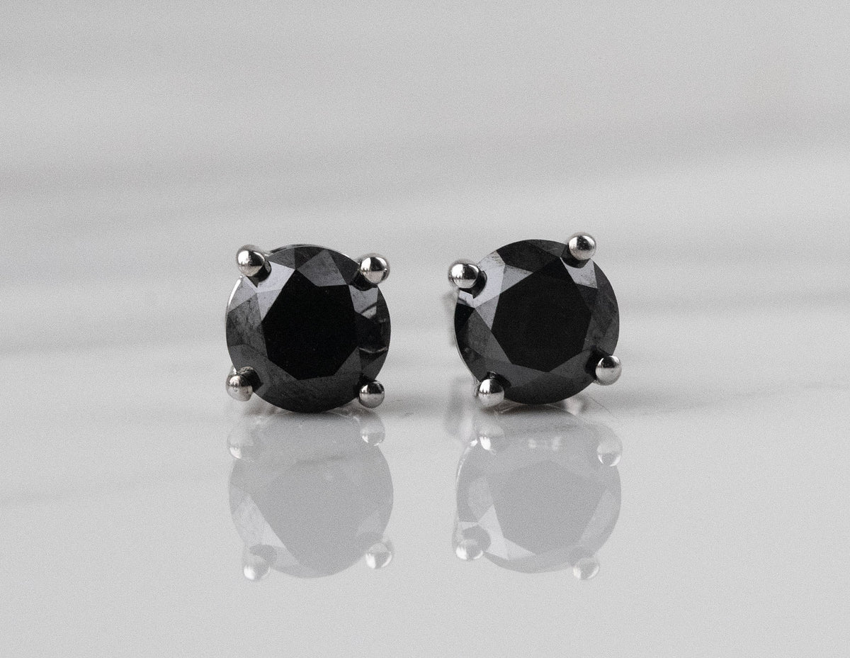 3ct. t.w. Black Diamond Stud Earrings in 14K White Gold