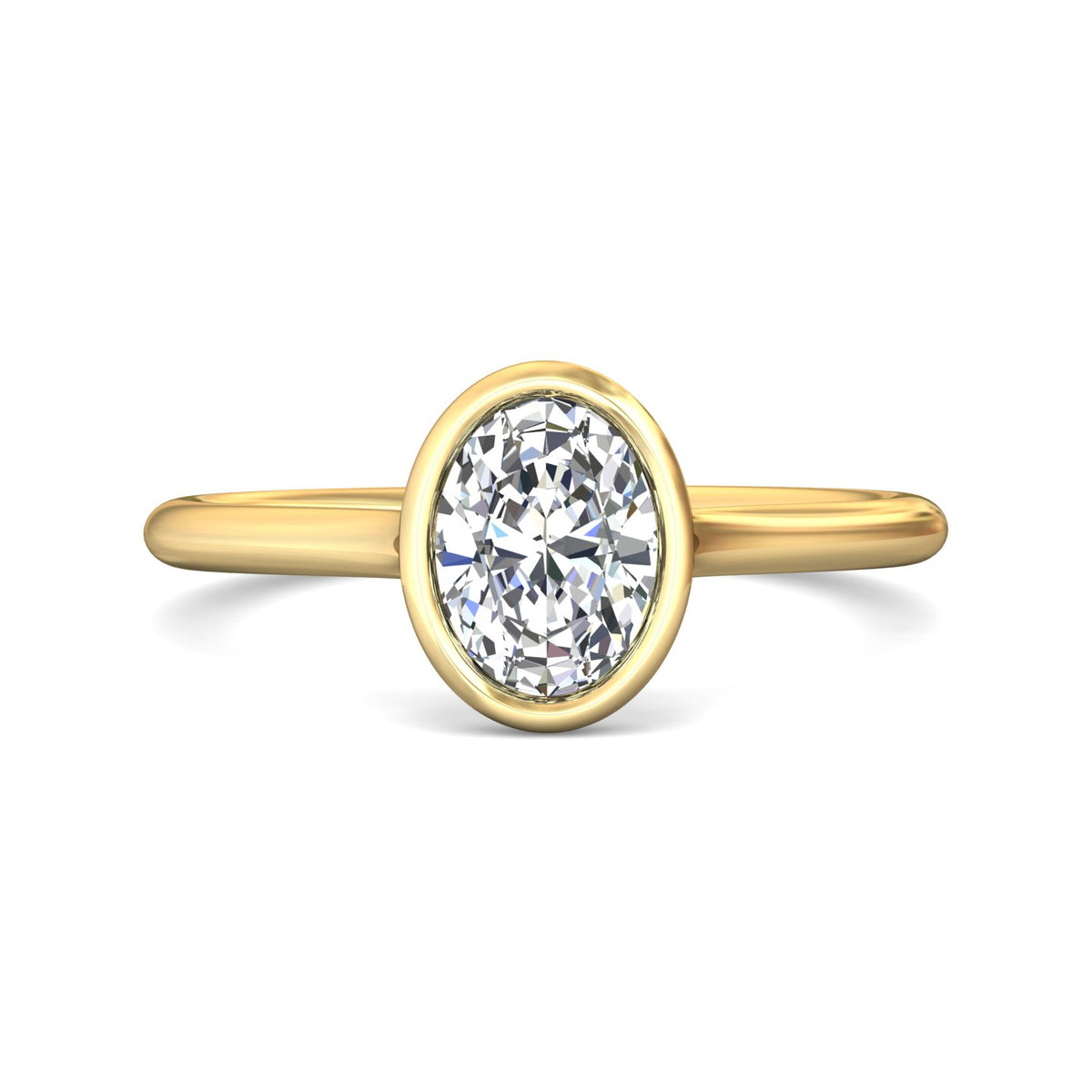 Bezel Set Solitaire Engagement Ring in 14K Yellow Gold