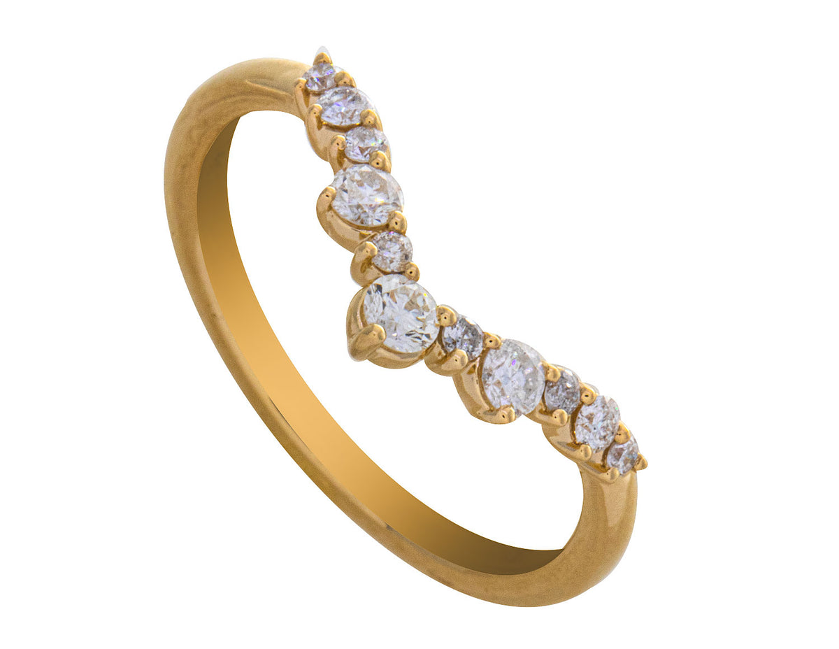 1/3ct. t.w. Curved Diamond Anniversary Ring in 14K Yellow Gold
