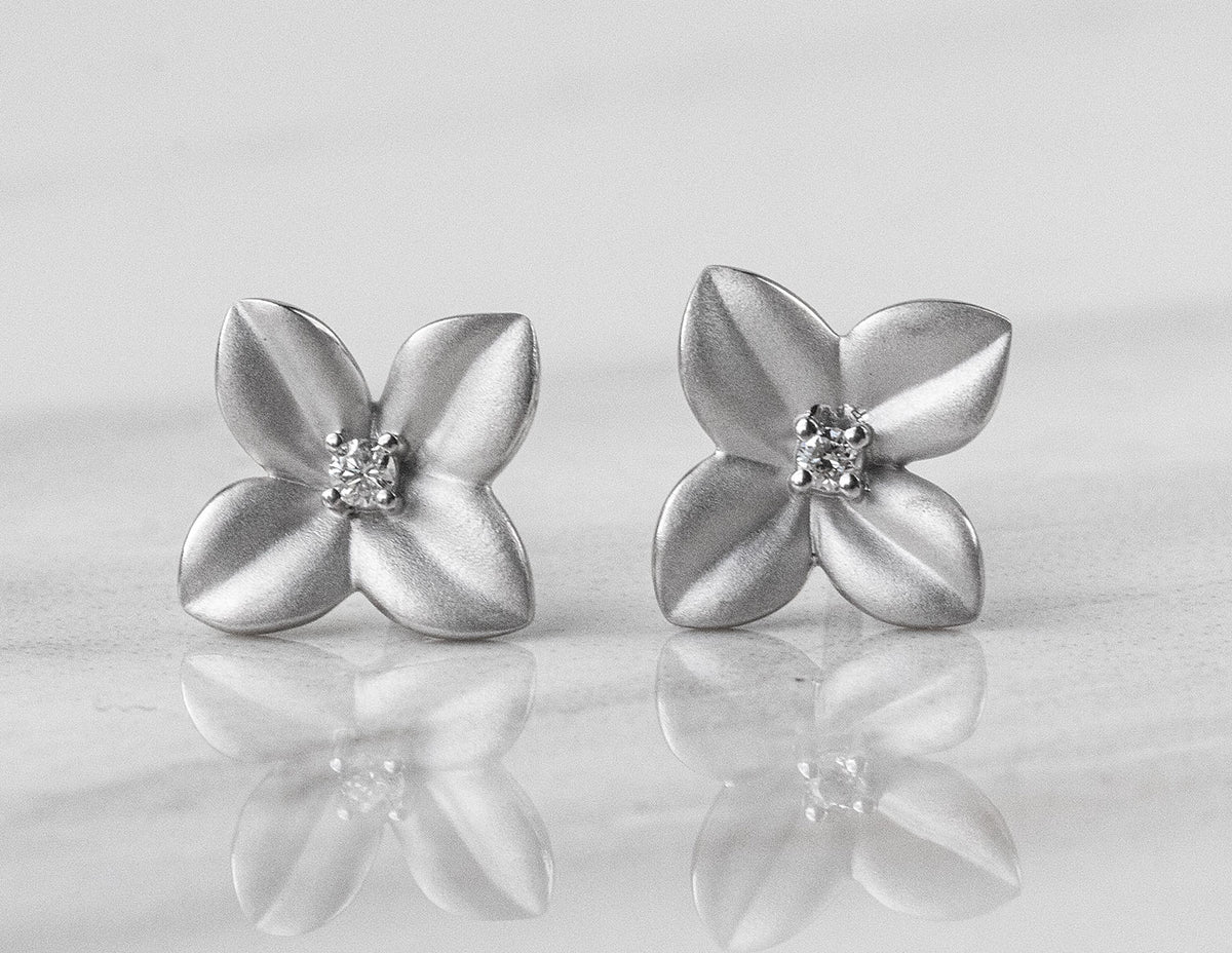 .03ct. t.w. Diamond Flower Earrings in Sterling Silver
