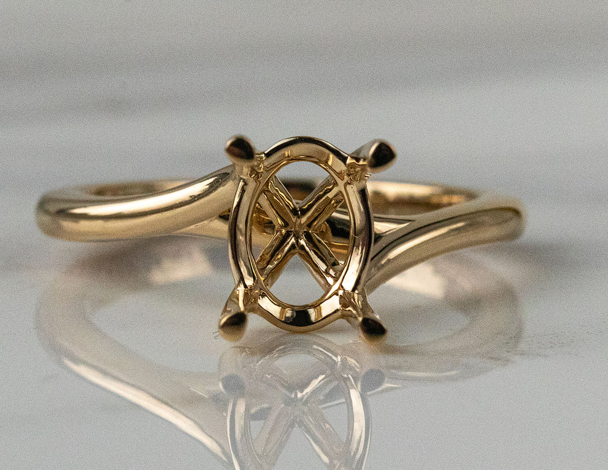 Bypass Solitaire Engagement Ring in 14K Yellow Gold