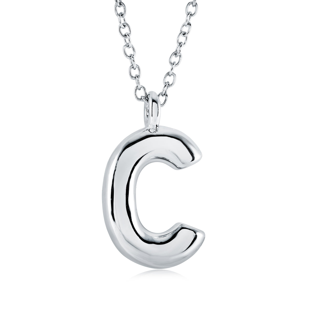 18" Stainless Steel Bubble Initial "C" Pendant