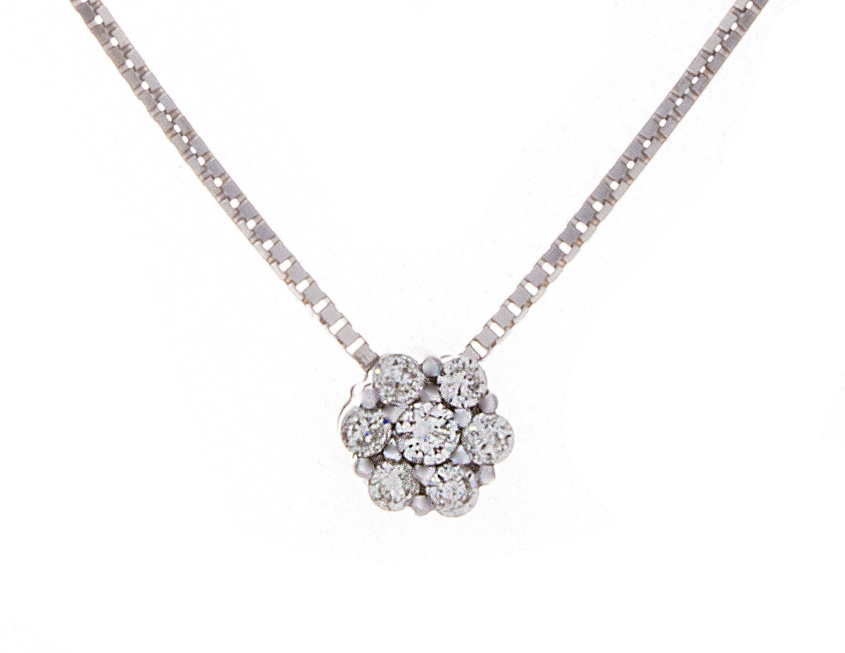 1/10ct. t.w. Round Cut Diamond Cluster Pendant in 14K White Gold