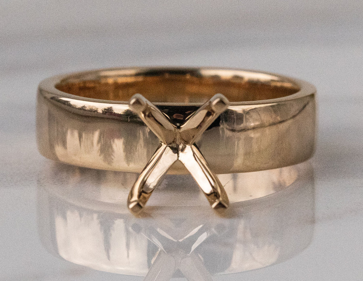 4mm Plain Solitaire Engagement Ring in 14K Yellow Gold