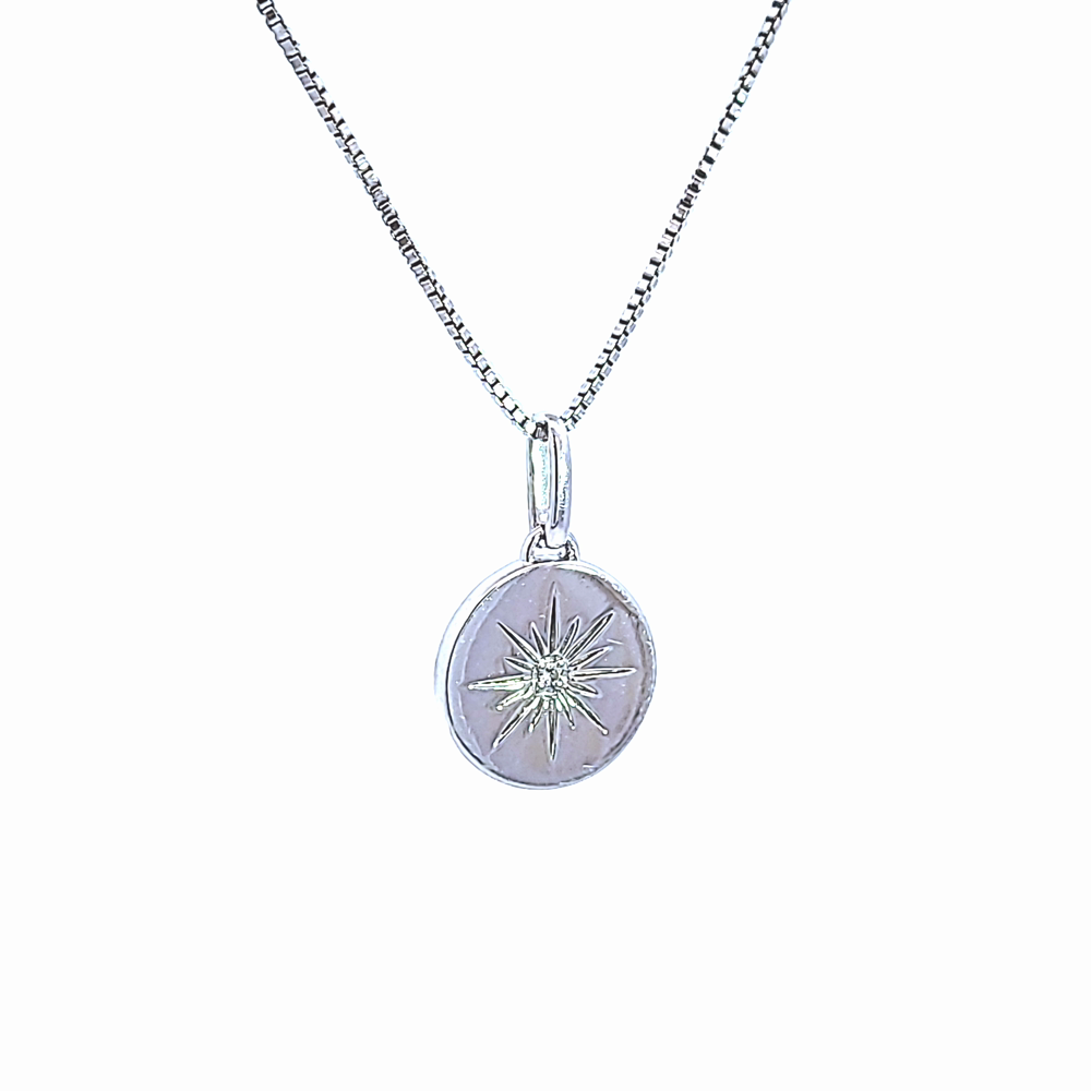 .01ct. Diamond Compass Pendant in Sterling Silver