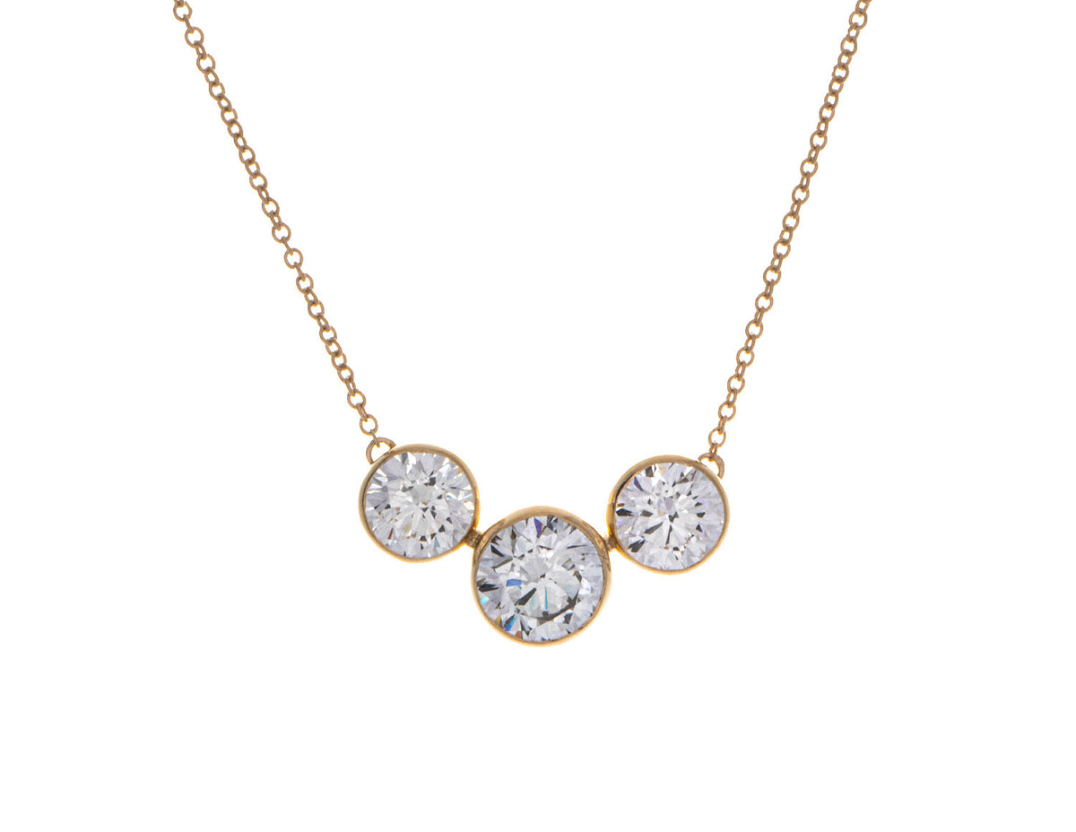 2 1/5ct. t.w. Newborn Lab Created Diamond 3-Stone Bezel Pendant in 14K Yellow Gold
