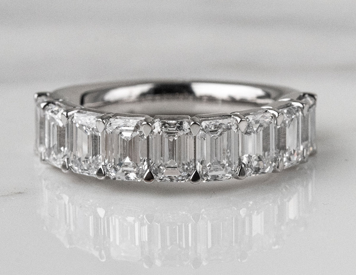 4 5/8ct. t.w. Emerald Cut Newborn Lab Created Diamond Ring in 14K White Gold
