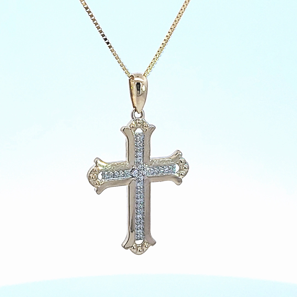 1/10ct. t.w. Diamond Cross Pendant in 10K Yellow Gold