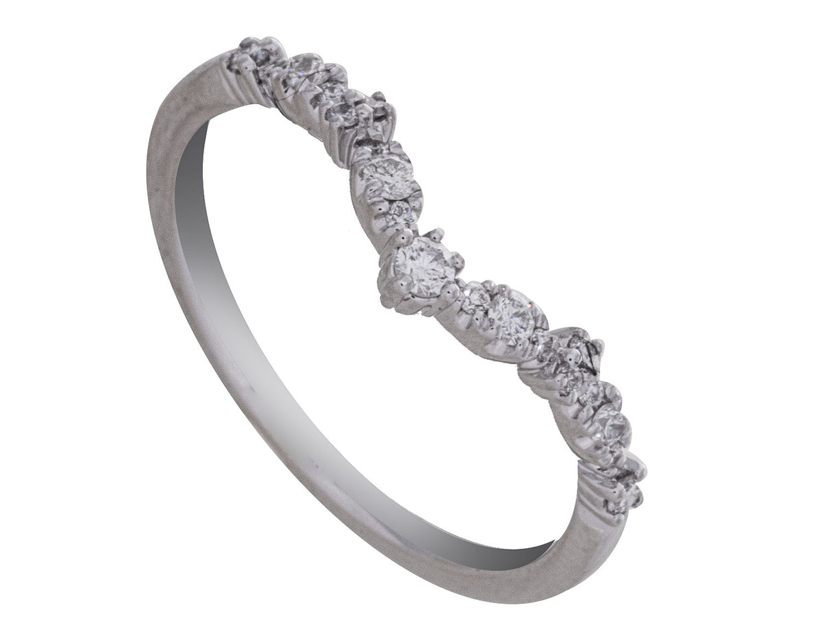 1/4ct. t.w. Chevron Diamond Anniversary Ring in 14K White Gold