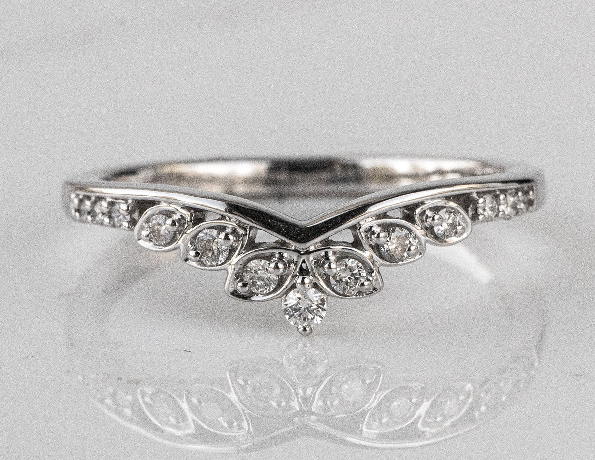 1/8ct. t.w. Curved Diamond Anniversary Ring in 14K White Gold