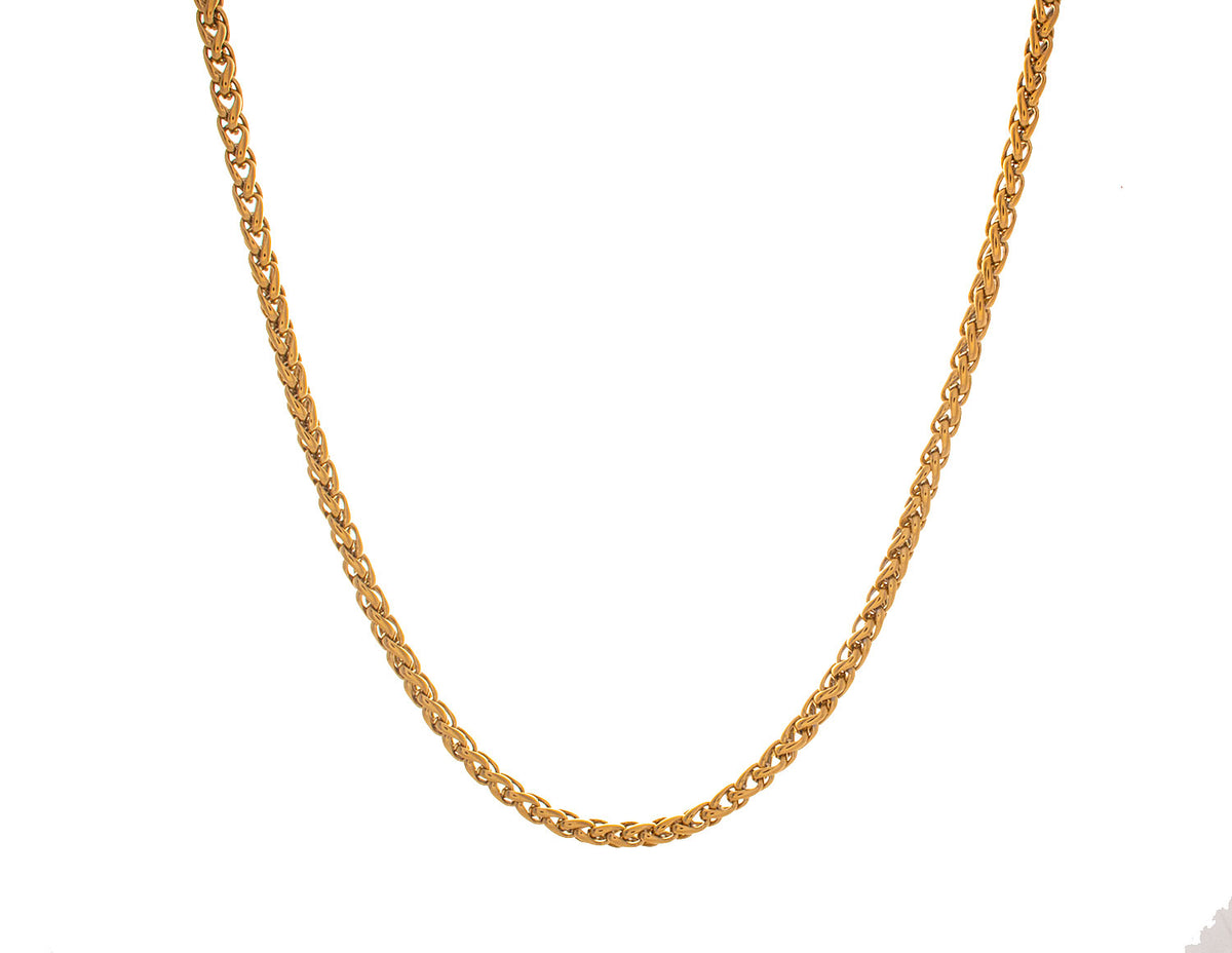 Stainless Steel/Gold-IP Polished Wheat Chain