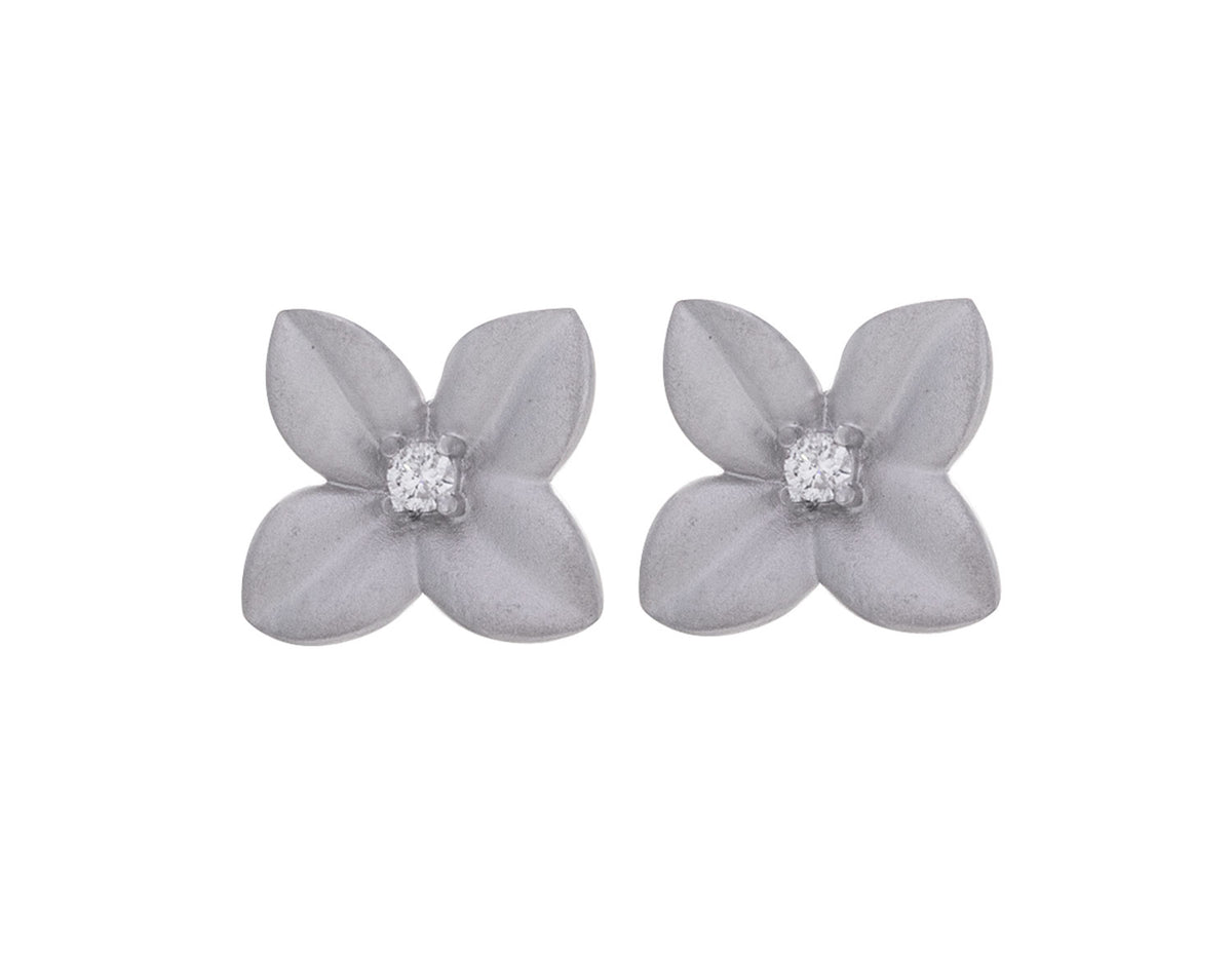 .03ct. t.w. Diamond Flower Earrings in Sterling Silver