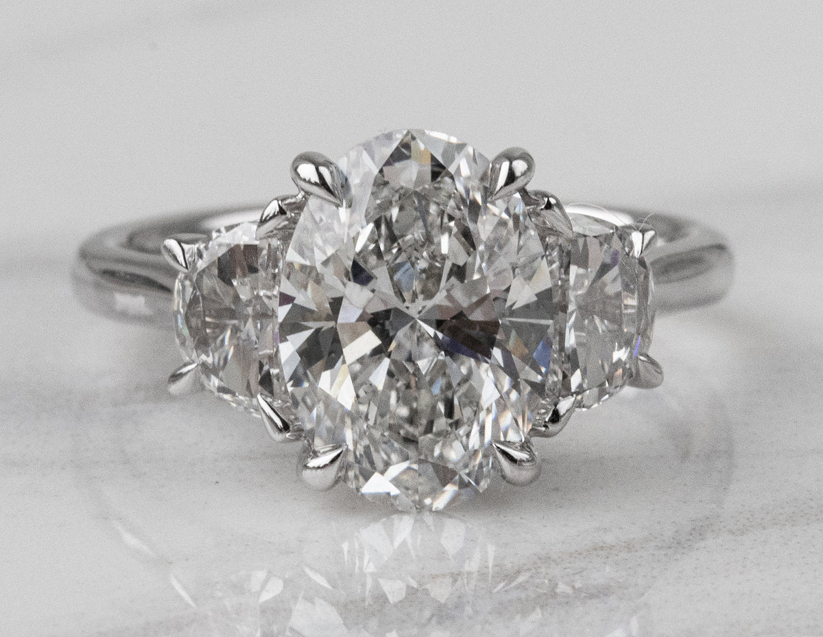 3 7/8ct. t.w. Oval Cut Newborn Lab Created Diamond Engagement Ring in 14K White Gold