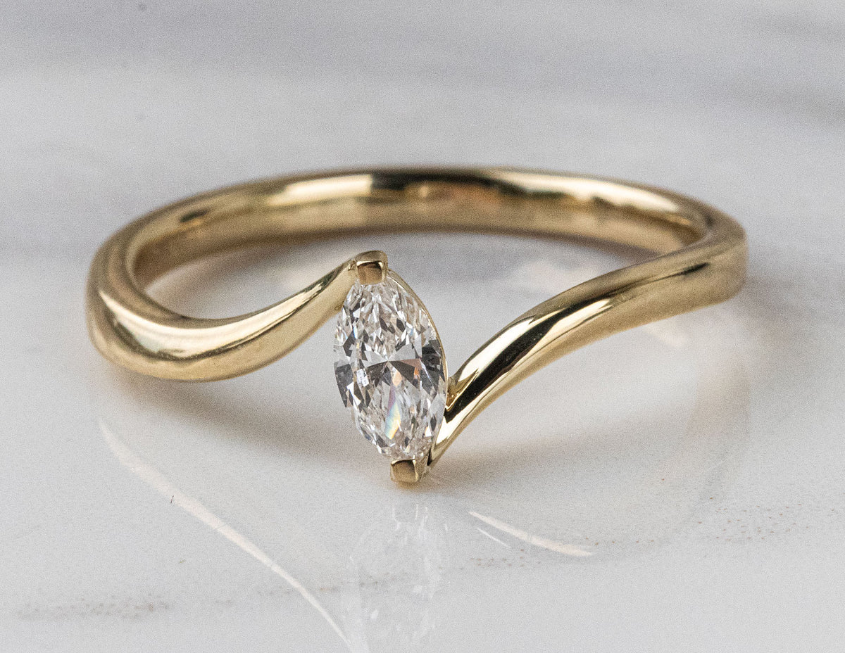 1/4ct. Marquise Cut Newborn Lab Created Diamond Promise Ring in 10K Yellow Gold
