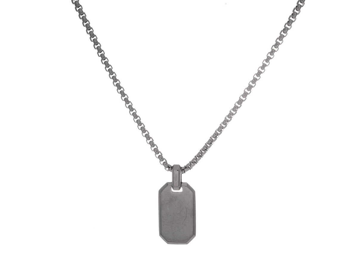 20" Stainless Steel Small Brushed Dogtag Pendant
