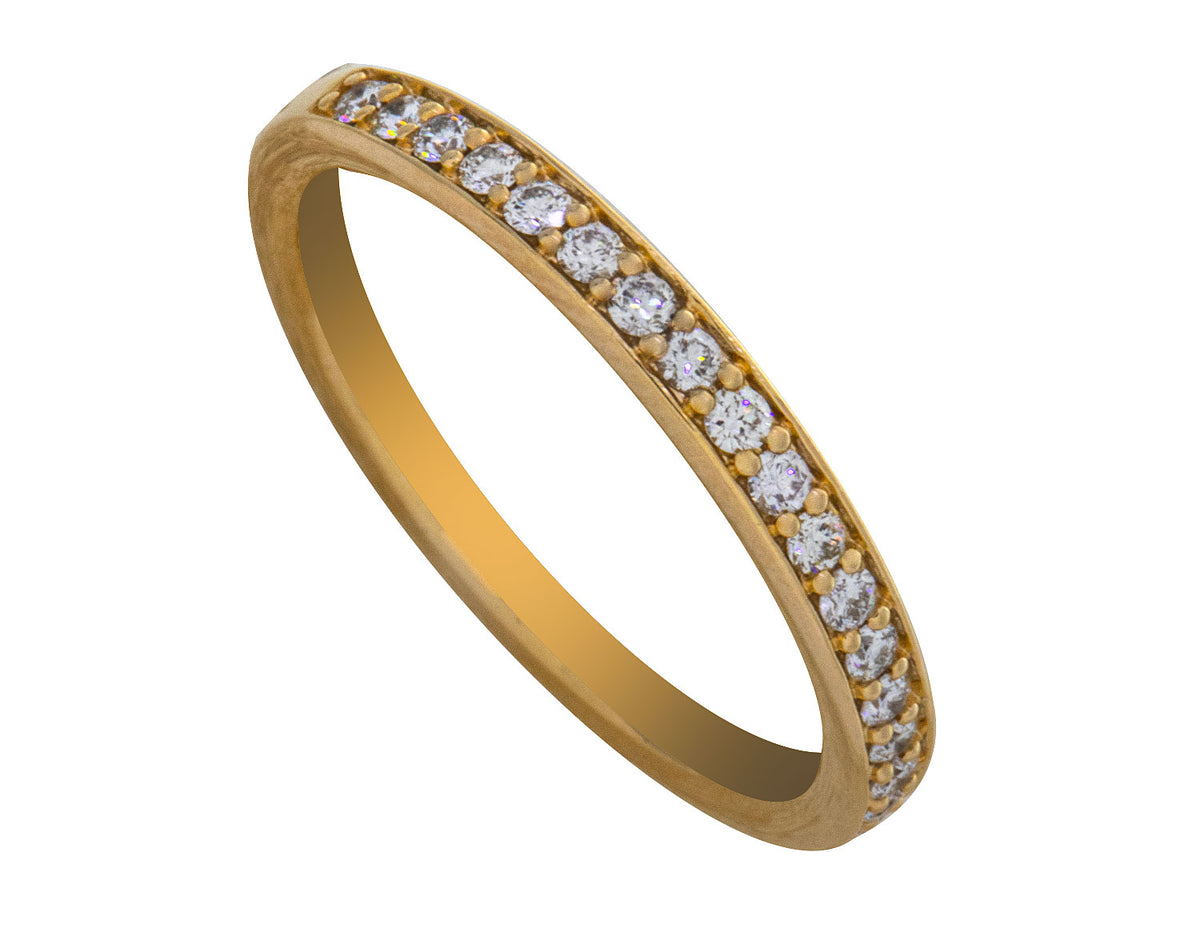 1/4ct. t.w. Diamond Beadset Channel Anniversary Ring in 14K Yellow Gold