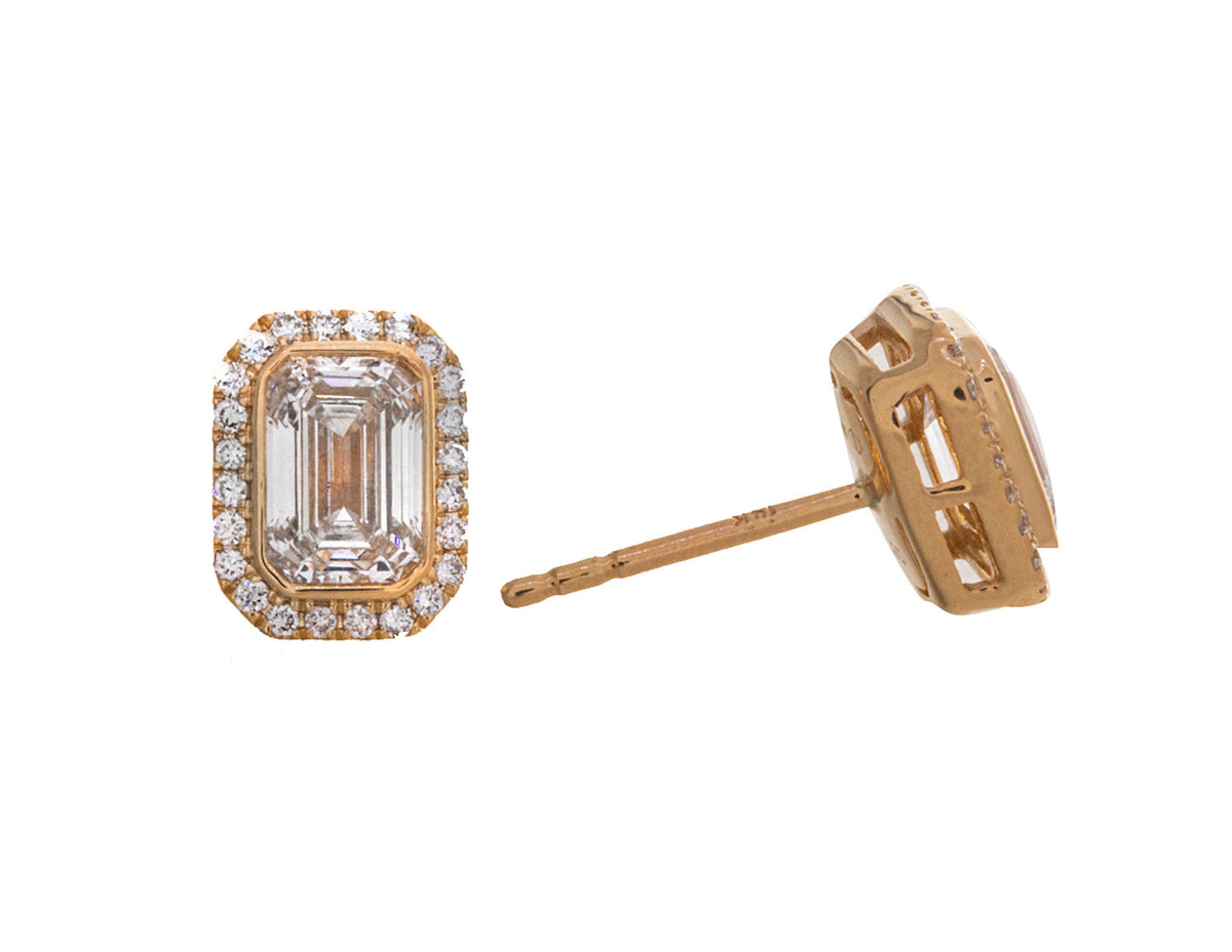 1 5/8ct. t.w. Oval Halo Newborn Lab Created Diamond Earrings in 14K Yellow Gold