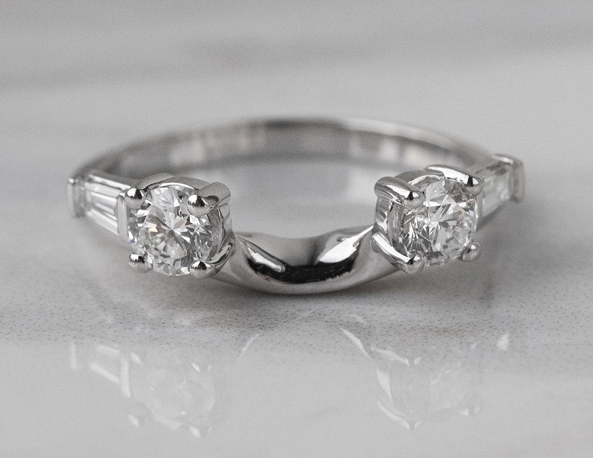 1/2ct. t.w. Baguette Cut and Full Round Cut Wedding Wrap in 14K White Gold