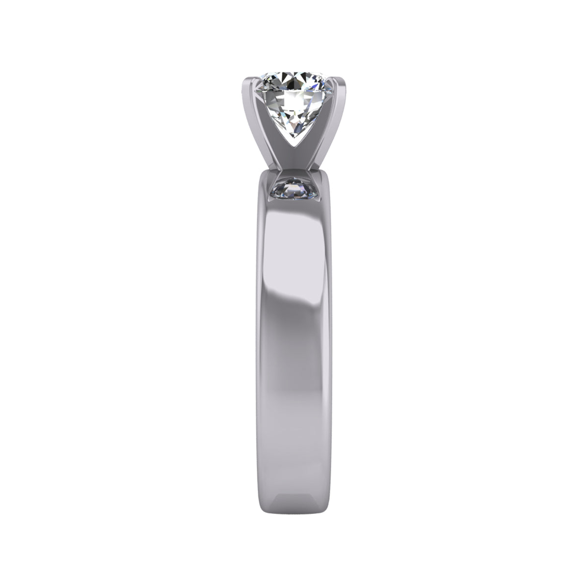 4mm. Solitaire Engagement Ring in 14K White Gold