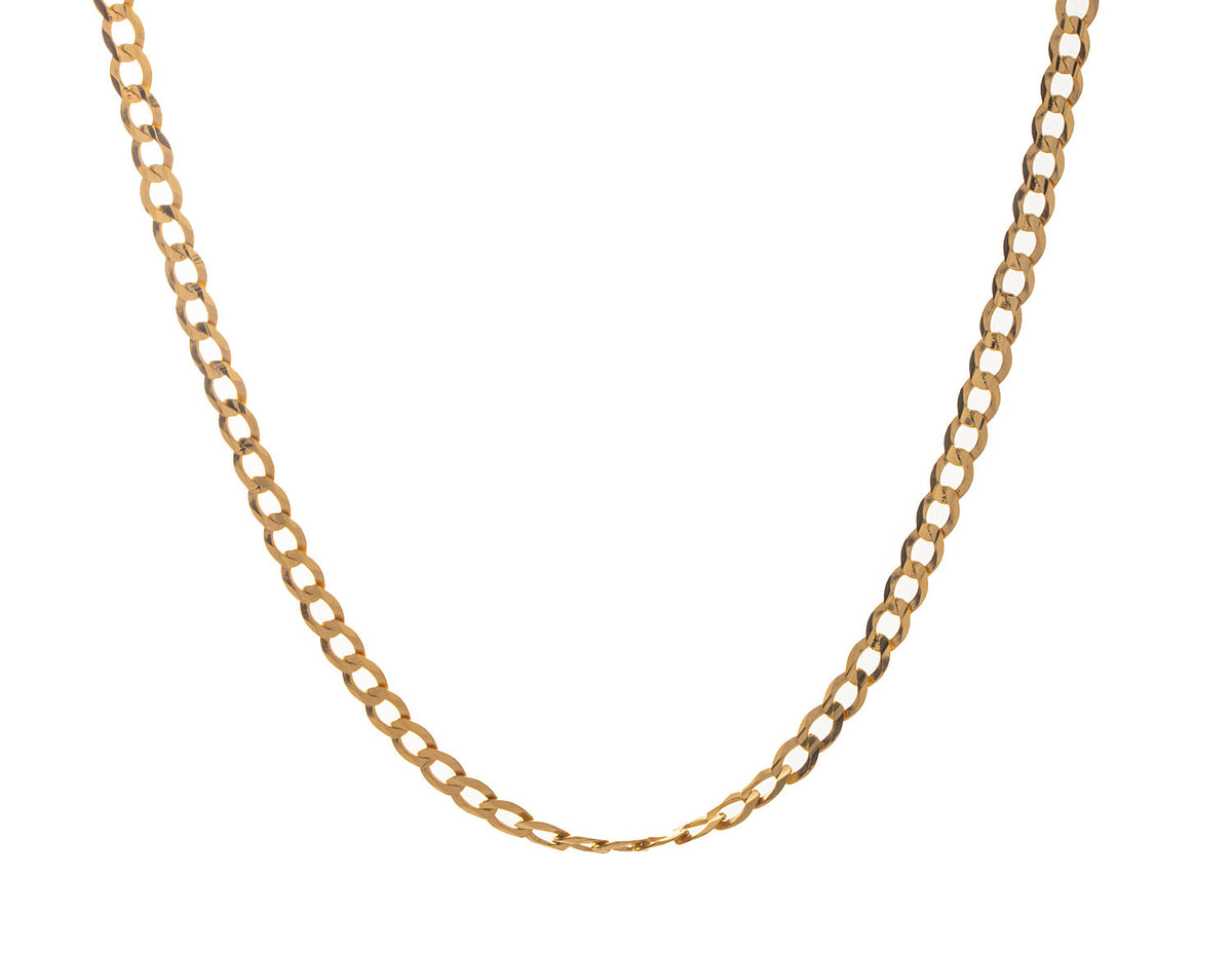20" 3mm Solid Curb Chain in 10K Yellow Gold