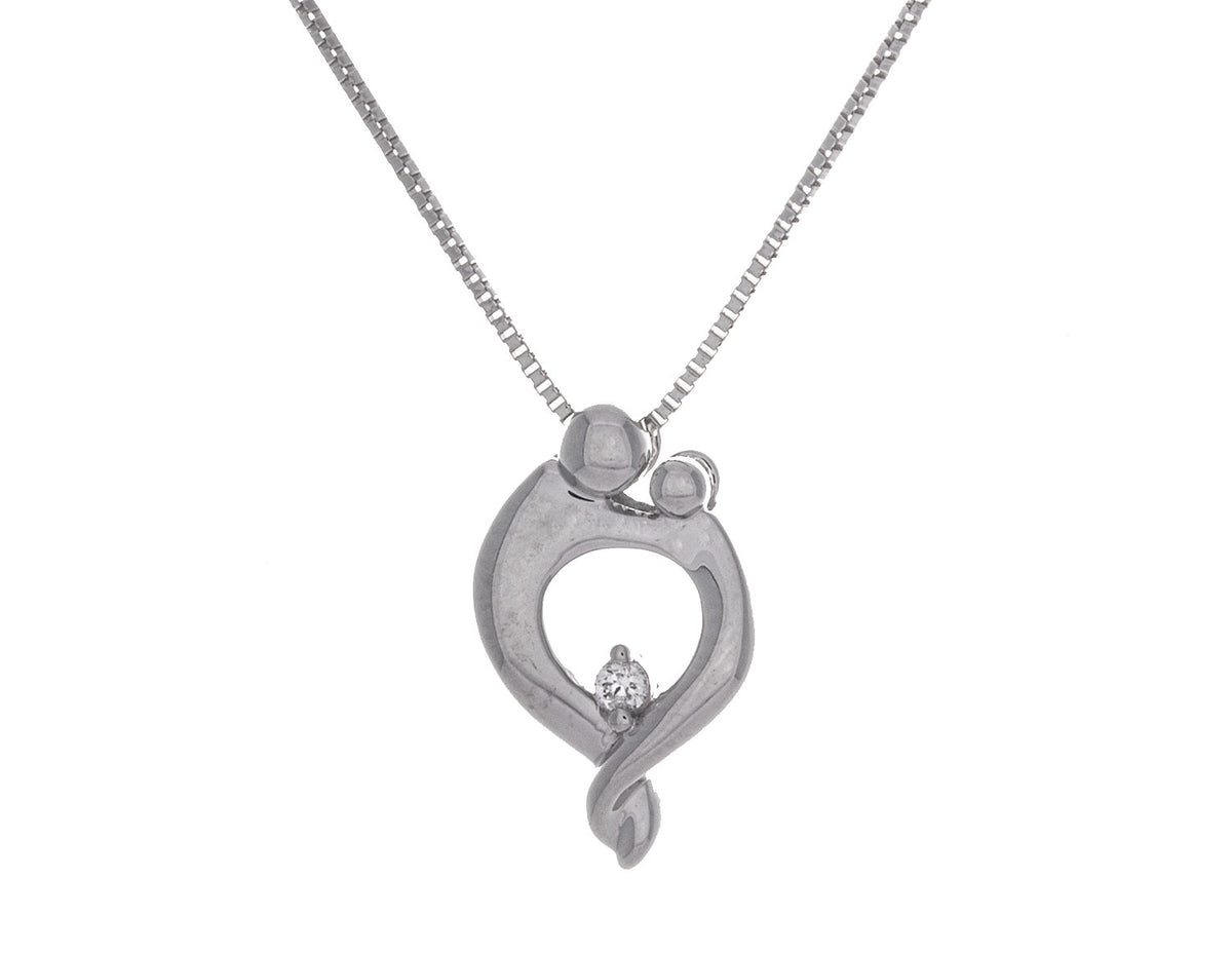 .03ct. Diamond Mother's Pendant in Sterling Silver