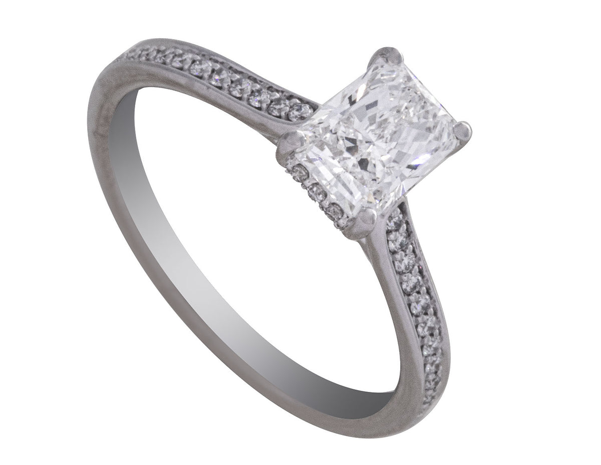 1 1/5ct. t.w. Radiant Cut Newborn Lab Created Diamond Engagement Ring in 14K White Gold
