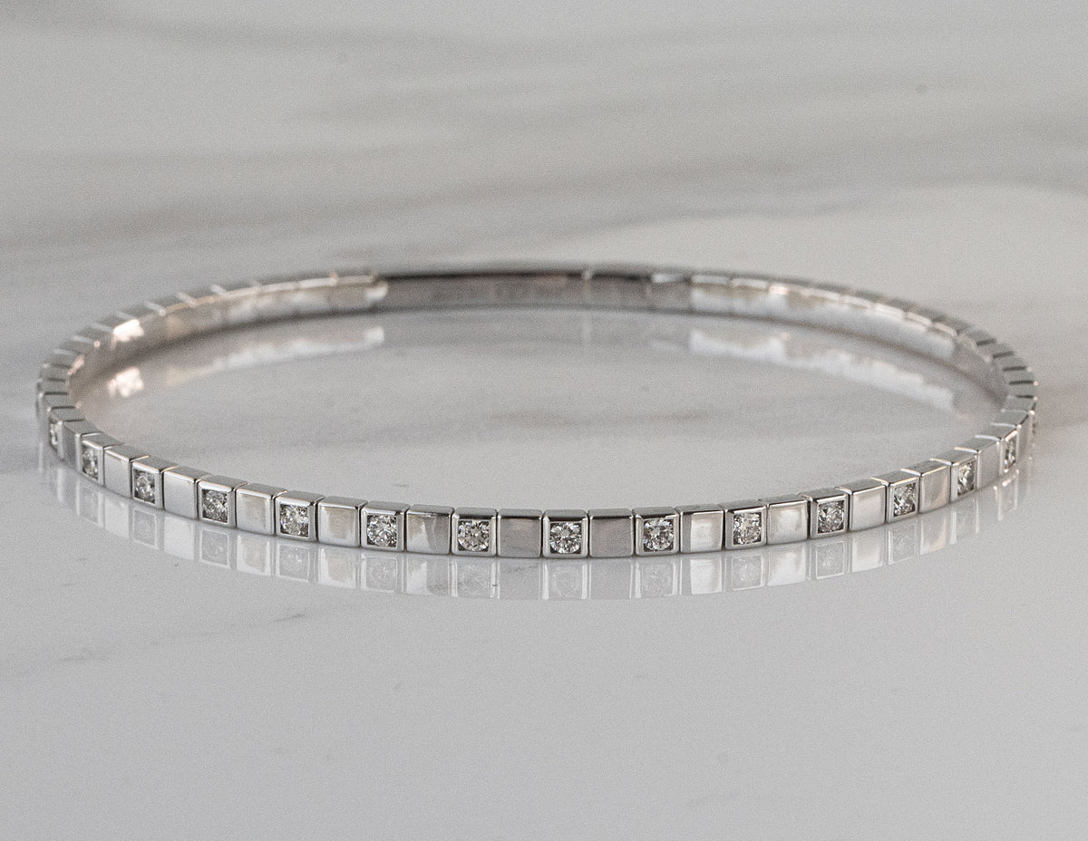 7/8ct. t.w. Diamond Flexie Bangle Bracelet in 14K White Gold
