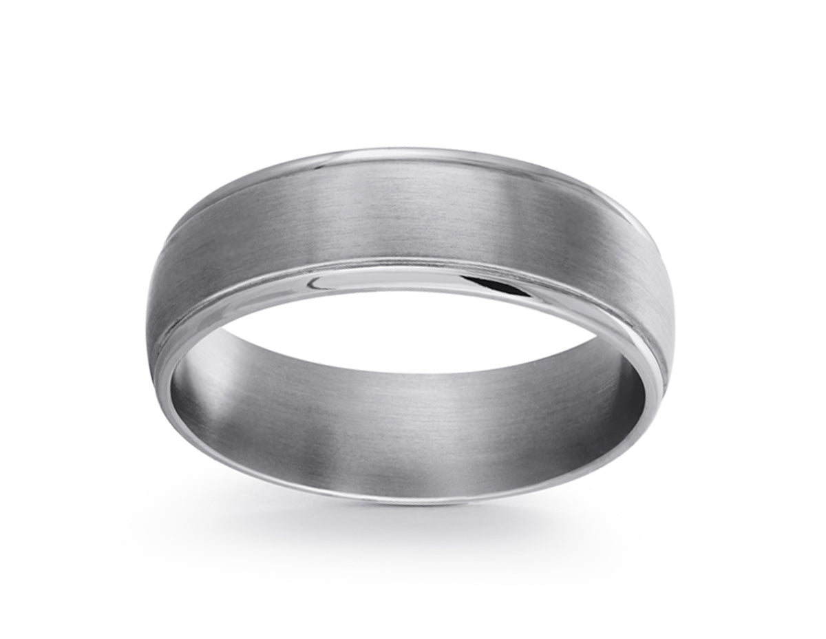 6mm Satin Center Men's Wedding Band in Tantalum