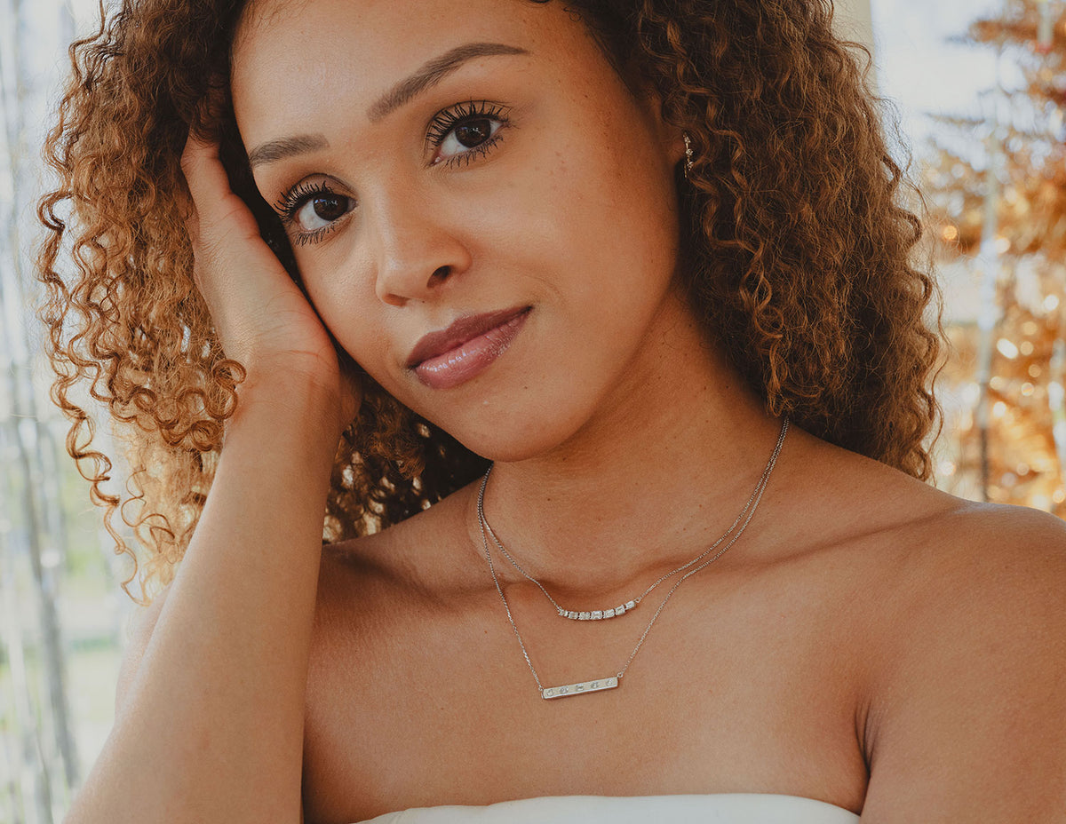 1/2ct. t.w. Mixed-Stone Diamond Bar Pendant in 14K White Gold