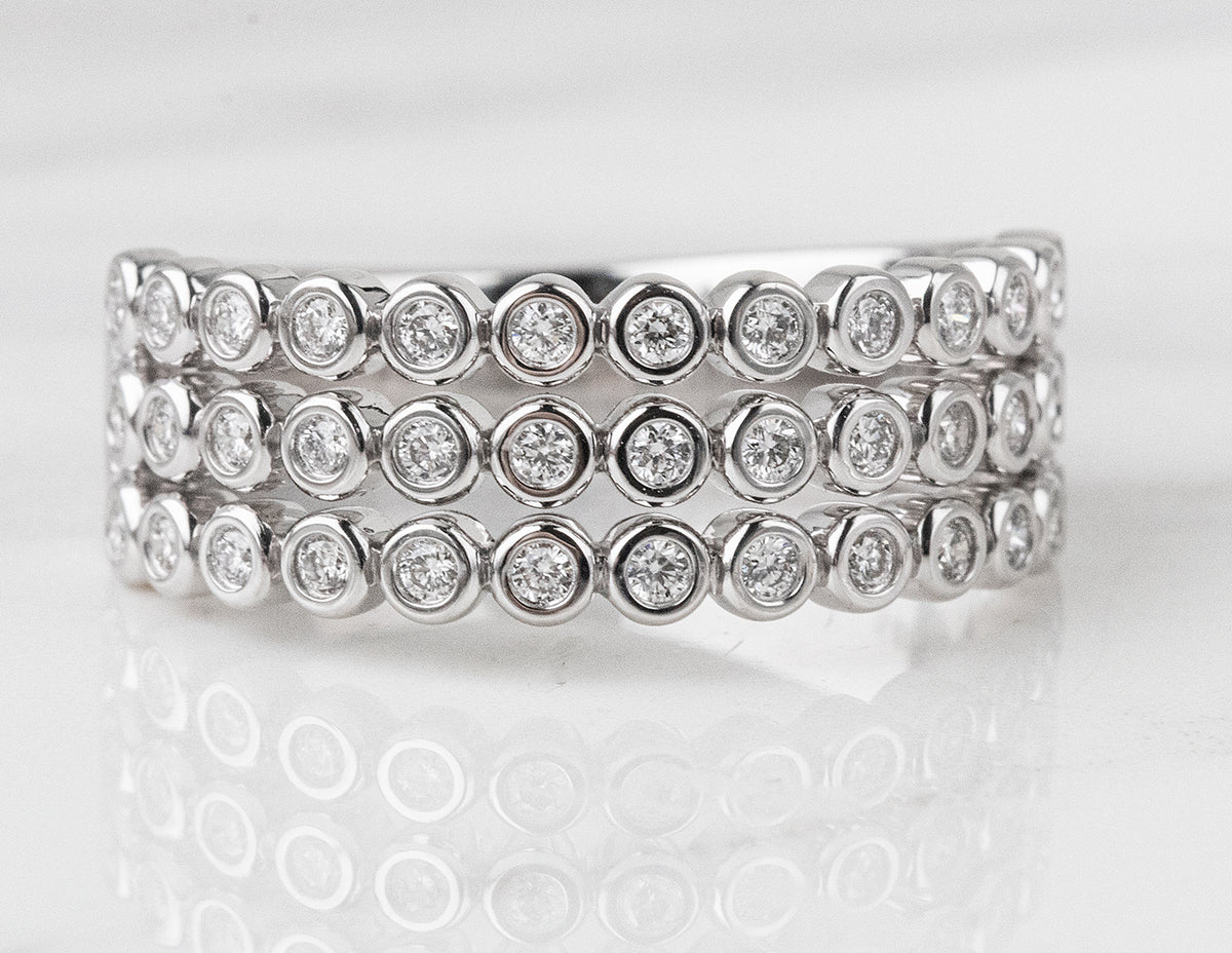 1/3ct. t.w. 3-Row Diamond Fashion Ring in 14K White Gold